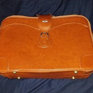 24" long Vintage Verdi brown leather suitcase